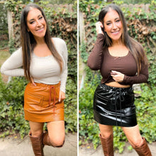 Load image into Gallery viewer, PREORDER: Campbell Cargo Vegan Leather Mini Skirt in Two Colors
