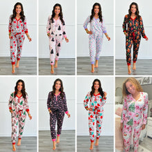 Load image into Gallery viewer, PREORDER: Long Sleeve Holiday Jogger Pajama Sets in Eight Prints
