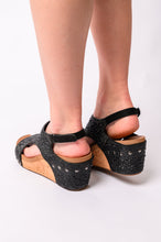 Load image into Gallery viewer, Ashley Wedge Sandals in Black Rhinestone
