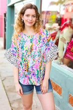 Load image into Gallery viewer, Feeling Bold Fuchsia Floral &amp; Animal Print Ruffle Sleeve Top
