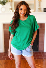 Load image into Gallery viewer, Be Your Best Green Cable Knit Dolman Short Sleeve Sweater Top
