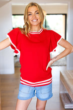 Load image into Gallery viewer, Be Charming Red Ruffle Sleeve Knit Top
