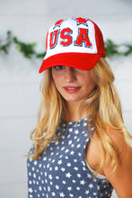 Load image into Gallery viewer, USA Glitter Star USA Snap Back Mesh Trucker Cap
