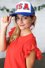 Load image into Gallery viewer, Royal Blue USA Snap Back Mesh Trucker Cap
