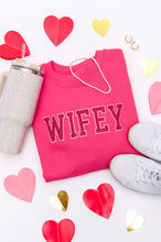 Load image into Gallery viewer, Embroidered Wifey Glitter Sweatshirt in Four Colors
