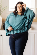 Load image into Gallery viewer, Winging It Ruffle Detail Top in Teal
