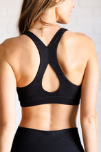 Load image into Gallery viewer, Working Out My Ego Cross Back Sports Bra in Black
