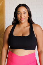 Load image into Gallery viewer, Working Out My Ego Cross Back Sports Bra in Black
