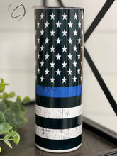 Load image into Gallery viewer, PREORDER: Thin Blue Line Skinny Tumbler
