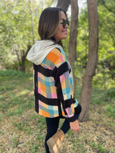 Load image into Gallery viewer, PREORDER: Rainbow Plaid Button Hoodie
