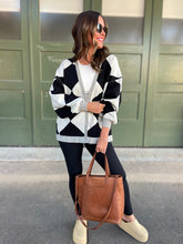 Load image into Gallery viewer, PREORDER: Contrast Trim Cardigan in Black Checkers
