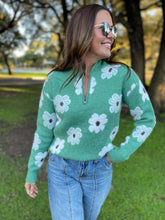 Load image into Gallery viewer, PREORDER: Flower Powered Half Zip Sweater in Four Colors
