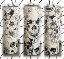 Load image into Gallery viewer, PREORDER: Floral Skulls Skinny Tumbler
