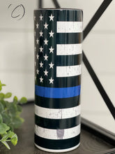 Load image into Gallery viewer, PREORDER: Thin Blue Line Skinny Tumbler
