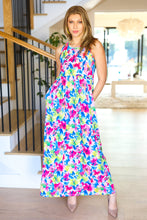 Load image into Gallery viewer, Watercolor Floral Fit and Flare Sleeveless Maxi Dress
