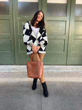 Load image into Gallery viewer, PREORDER: Contrast Trim Cardigan in Black Checkers
