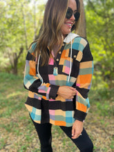 Load image into Gallery viewer, PREORDER: Rainbow Plaid Button Hoodie
