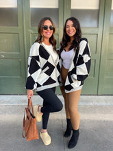 Load image into Gallery viewer, PREORDER: Contrast Trim Cardigan in Black Checkers
