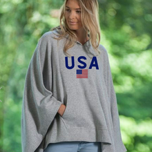 Load image into Gallery viewer, USA sweatshirt poncho
