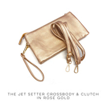 Load image into Gallery viewer, The Jet Setter Crossbody &amp; Clutch in Rose Gold
