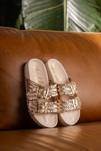 Load image into Gallery viewer, Intertwine Dual Woven Strap Slide in Champagne
