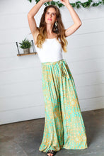 Load image into Gallery viewer, Green Boho Print Wide Leg Tie Waist Two Fer Jumpsuit

