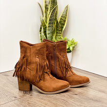 Load image into Gallery viewer, Sandra Fringe Booties in Tan
