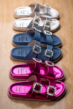 Load image into Gallery viewer, Stellar Rhinestone Buckle Slides in Fuschia
