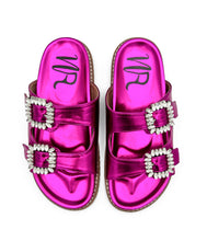 Load image into Gallery viewer, Stellar Rhinestone Buckle Slides in Fuschia
