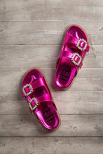 Load image into Gallery viewer, Stellar Rhinestone Buckle Slides in Fuschia
