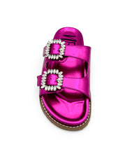 Load image into Gallery viewer, Stellar Rhinestone Buckle Slides in Fuschia
