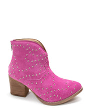 Load image into Gallery viewer, Twilight Studded Heeled Ankle Boot in Magenta
