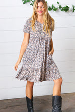 Load image into Gallery viewer, Taupe Leopard Button Down Babydoll Dress
