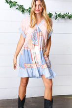 Load image into Gallery viewer, Denim Paisley Patchwork Woven Dress
