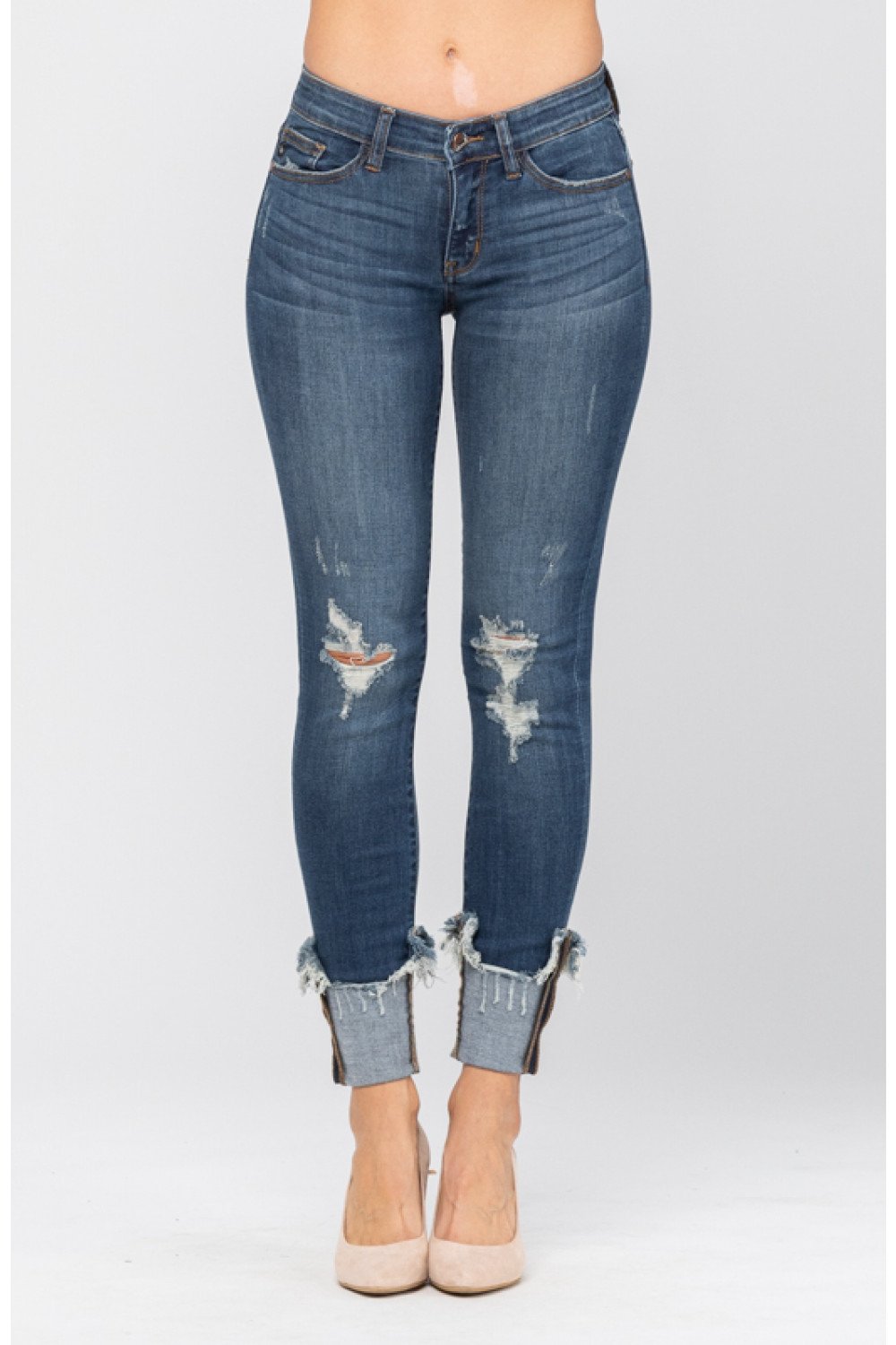 Cuffed in Style Destroyed Judy Blue Jeans