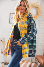 Load image into Gallery viewer, Pink Butterscotch &amp; Navy Plaid Color Block Loose Fit Shirt
