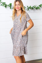 Load image into Gallery viewer, Taupe Leopard Button Down Babydoll Dress
