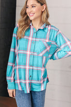 Load image into Gallery viewer, Teal &amp; Pink Plaid Front Pocket Shirt Shacket
