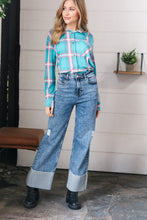 Load image into Gallery viewer, Cotton High Rise Cuffed Wide Leg Denim Jeans
