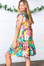 Load image into Gallery viewer, Multicolor Flat Floral Midi Flutter Sleeve Dress
