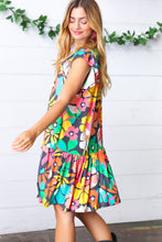 Load image into Gallery viewer, Multicolor Flat Floral Midi Flutter Sleeve Dress
