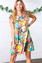 Load image into Gallery viewer, Multicolor Flat Floral Midi Flutter Sleeve Dress
