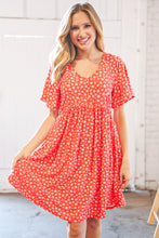 Load image into Gallery viewer, Coral Ditzy Floral V Neck Flutter Sleeve Midi Dress
