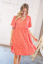 Load image into Gallery viewer, Coral Ditzy Floral V Neck Flutter Sleeve Midi Dress
