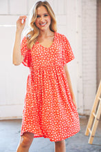 Load image into Gallery viewer, Coral Ditzy Floral V Neck Flutter Sleeve Midi Dress
