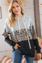 Load image into Gallery viewer, Leopard &amp; Grey Two-Tone Color Block Hoodie
