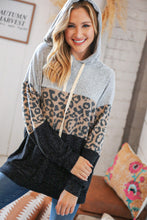 Load image into Gallery viewer, Leopard &amp; Grey Two-Tone Color Block Hoodie
