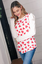 Load image into Gallery viewer, Heart Print French Terry Puff Sleeve Top
