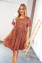 Load image into Gallery viewer, Rust Spotted Leopard Babydoll Pocketed Swing Dress
