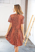 Load image into Gallery viewer, Rust Spotted Leopard Babydoll Pocketed Swing Dress
